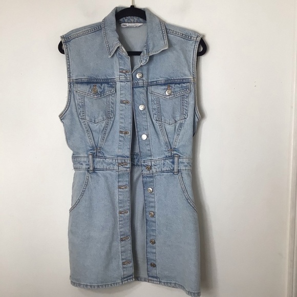 Zara Light Blue Denim Dress - Picture 1 of 9